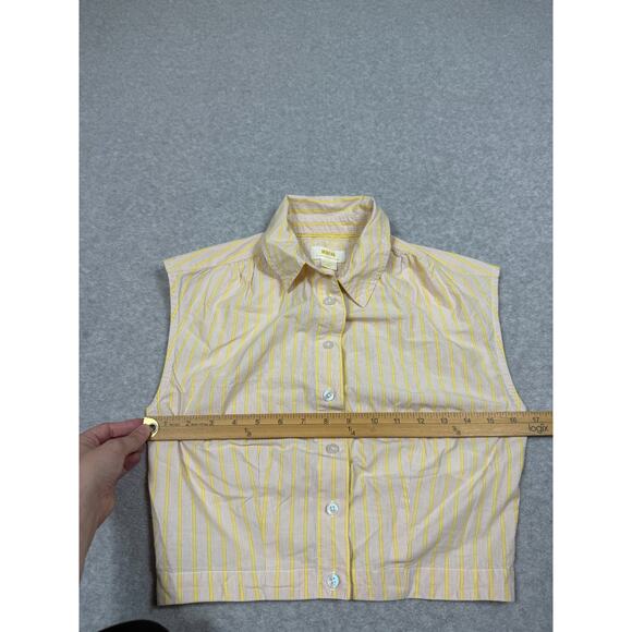 Anthropologie Maeve Womens Size XXS Yellow Stripe Crop Button Front Top - Picture 4 of 6